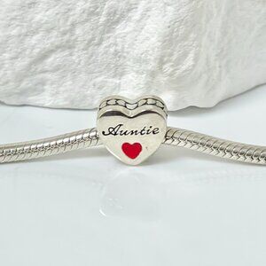 Pandora Love Auntie S925 Silver Heart Bead Charm
